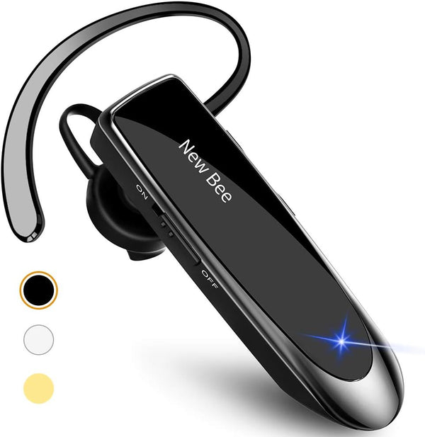 New Bluetooth Earpiece V5.0 Wireless Handsfree Headset with Microphone 24 Hrs Driving Headset 60 Days Standby Time for iPhone Android Samsung Laptop Trucker Driver (Black)