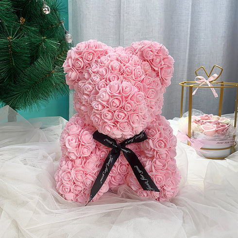 Cute Flower Rose Bear Handmade Valentines Day Gift 25cm 2024